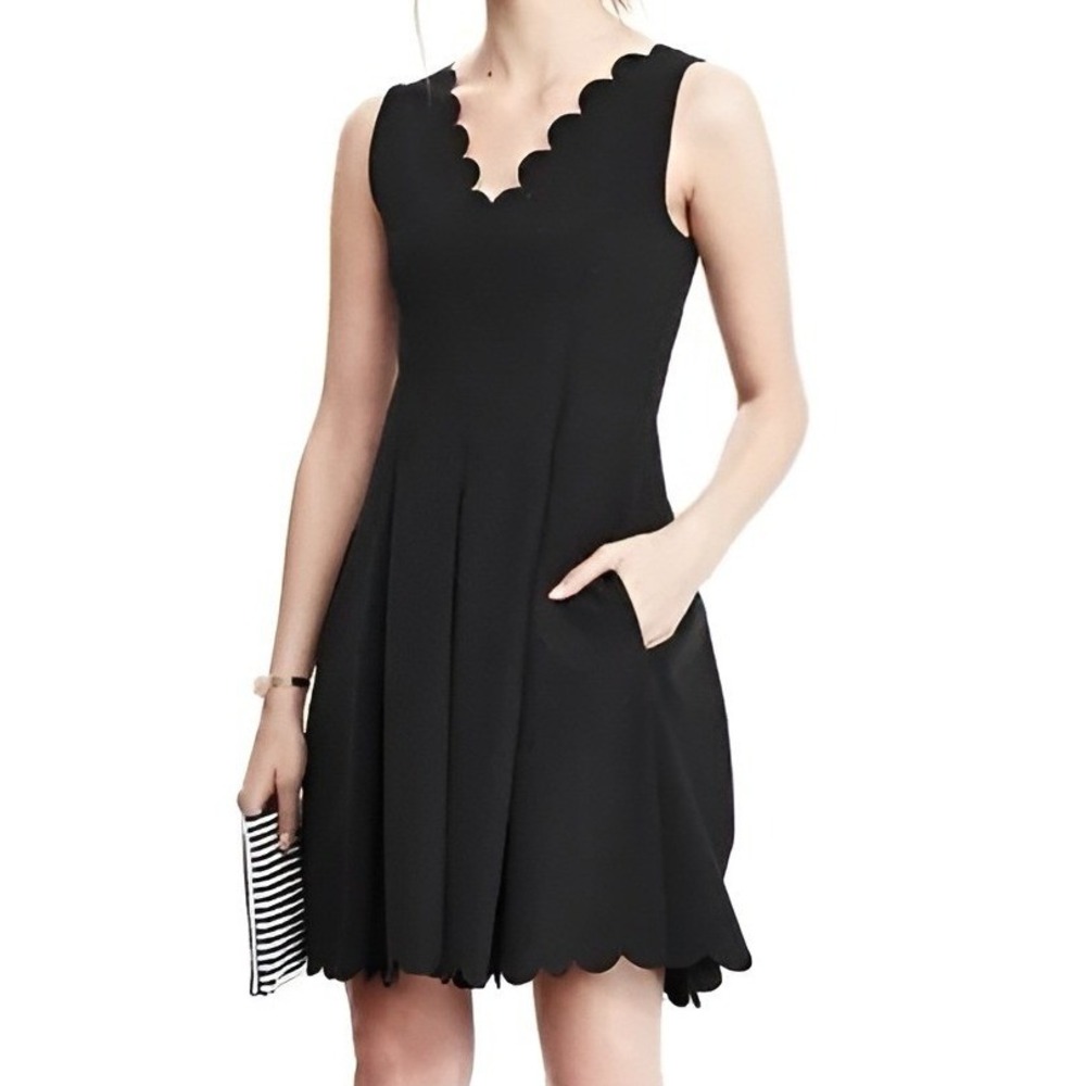 Banana Republic Black Scallop-Edge Mini Dress